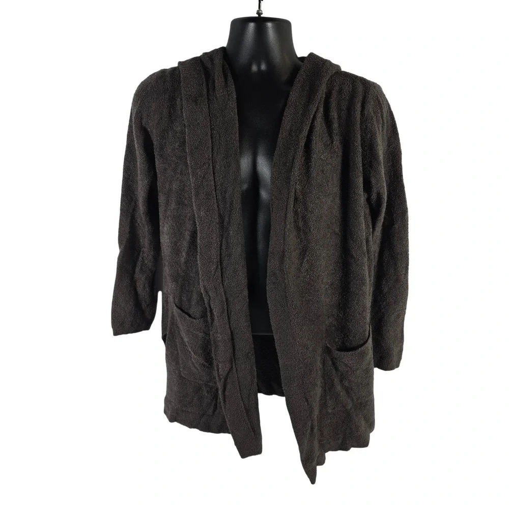Barefoot Dreams CozyChic Lite Cardigan Hoodie Dark Brown Women's M Style 480‎